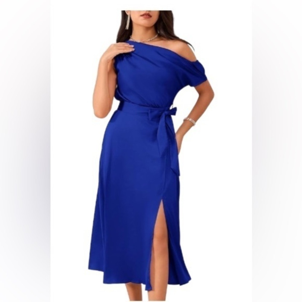 Grace Karin Royal Blue Off-Shoulder Dress